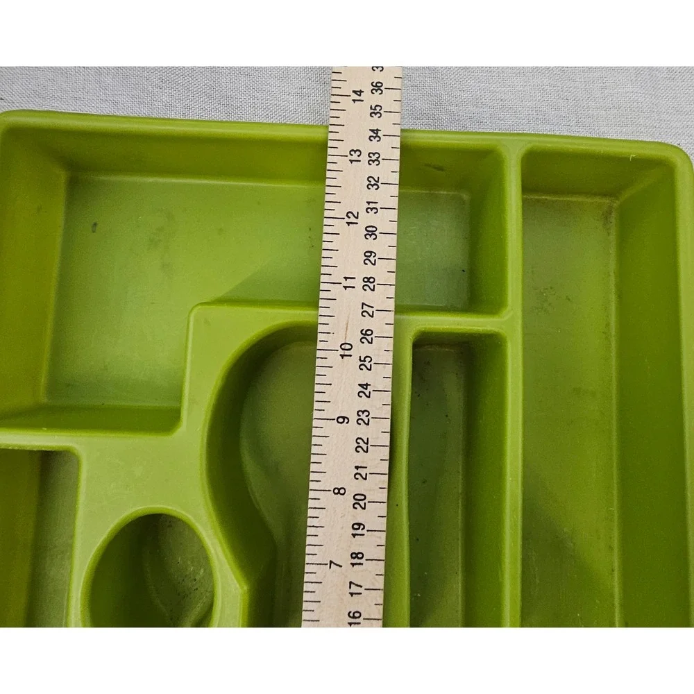 Cutlery Drawer Organizer Avocado Green Vintage Retro Plastic Tray 13.5